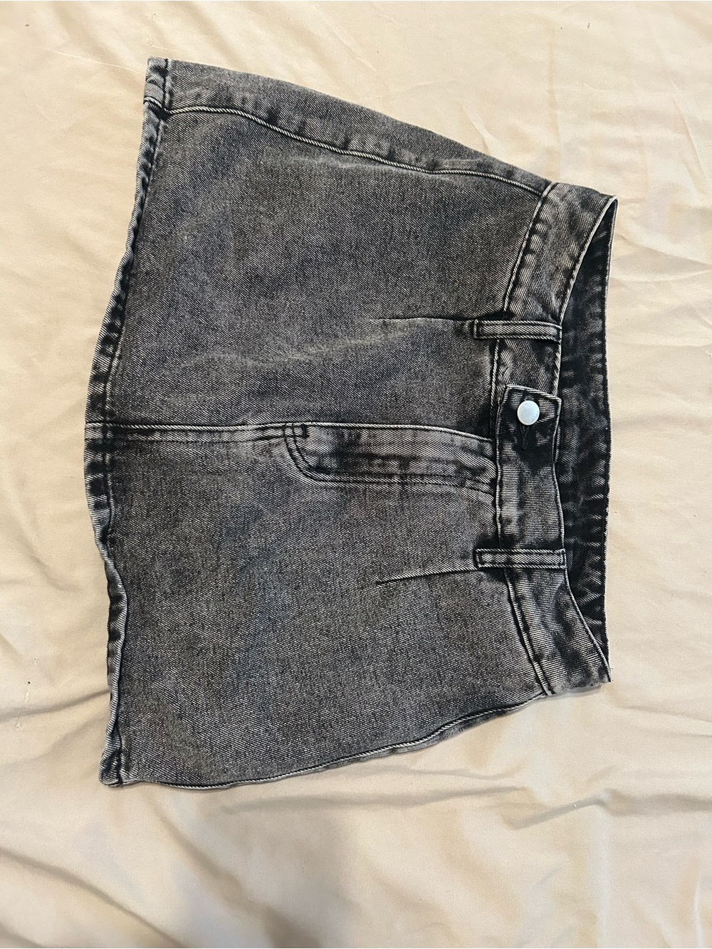 Classic High-Waist Black Denim Shorts